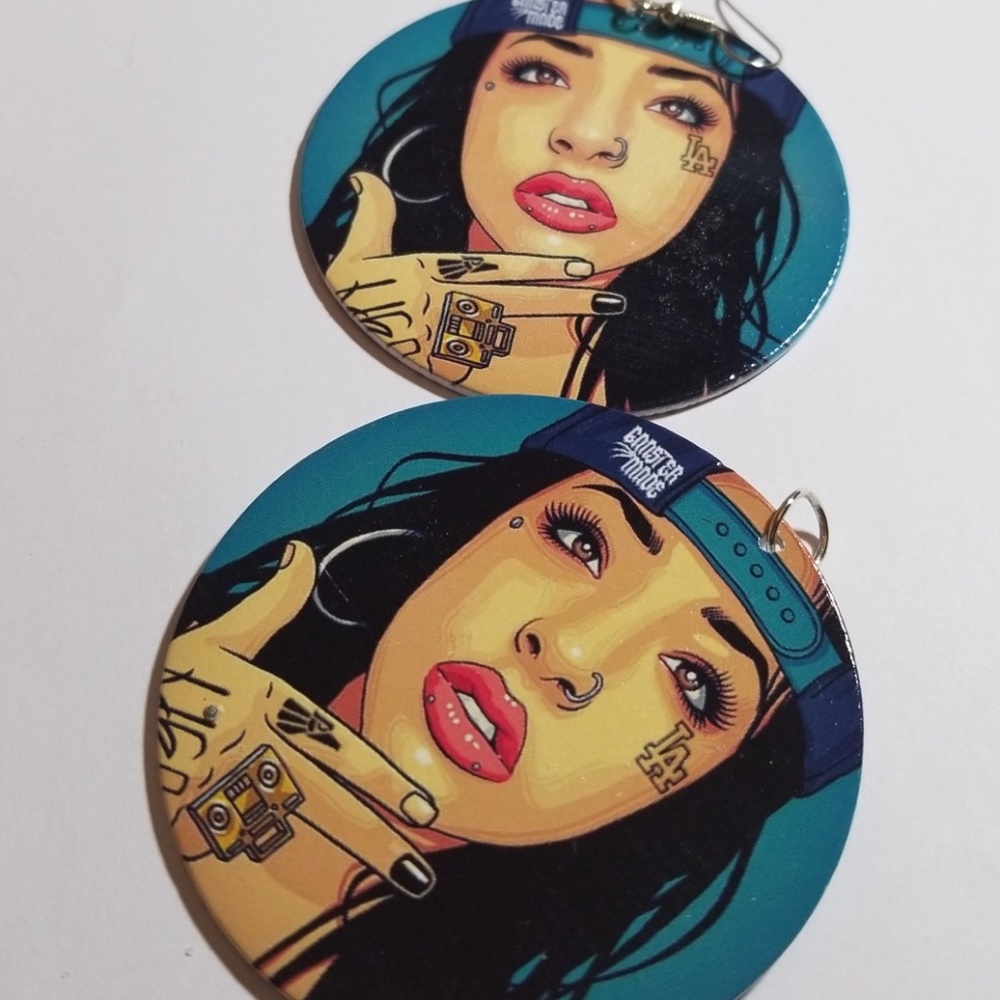 Black dope- African American wooden earrings - Picture 2 of 3